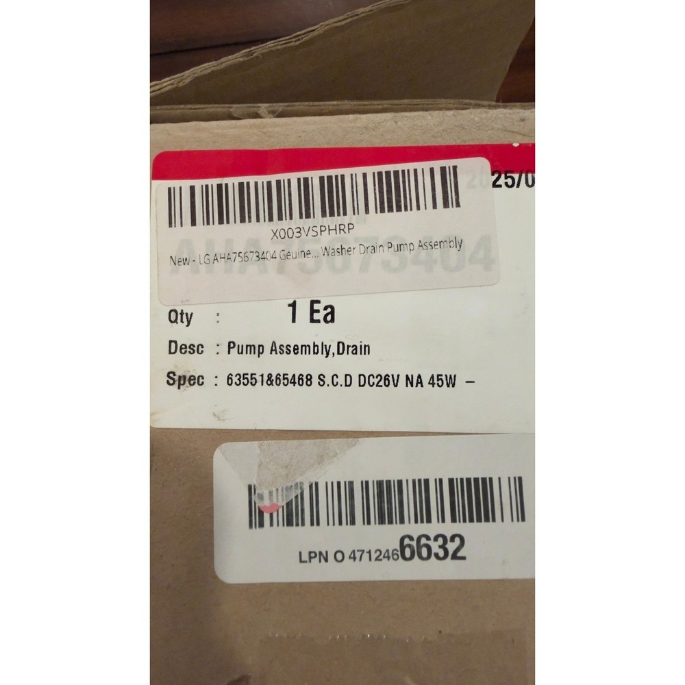 LG‎ AHA75673404 Geuine OEM Washer Drain Pump Assembly NEW - Picture 10 of 15
